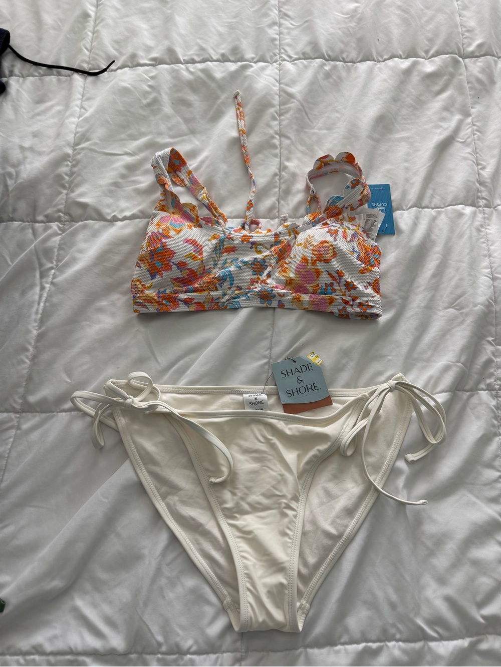 Shade & Shore Cream Side-Tie Bikini Bottoms